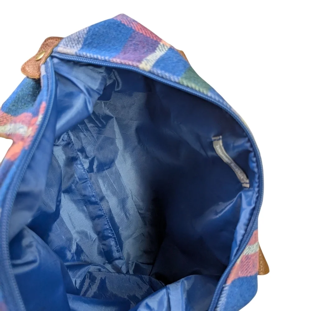 Woman Within Plaid Blue Brown White Pink Green Women's Handbag EUC Zipper Pocket - Picture 8 of 11